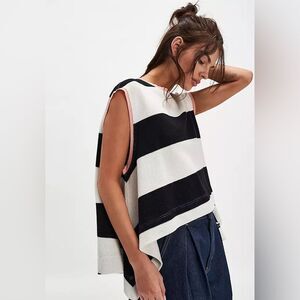 NWT! Free People Walcott Sweatshirt Sleeveless Stripes Oversized Bohemian Small